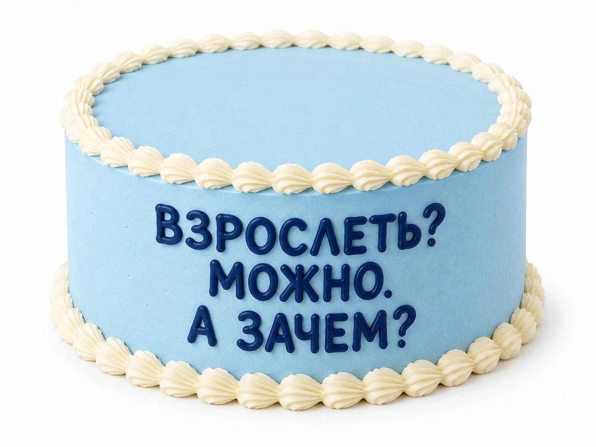 Голубой торт «Взрослеть? Можно. А зачем?»